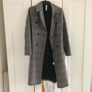 Mural Plaid Midi Coat